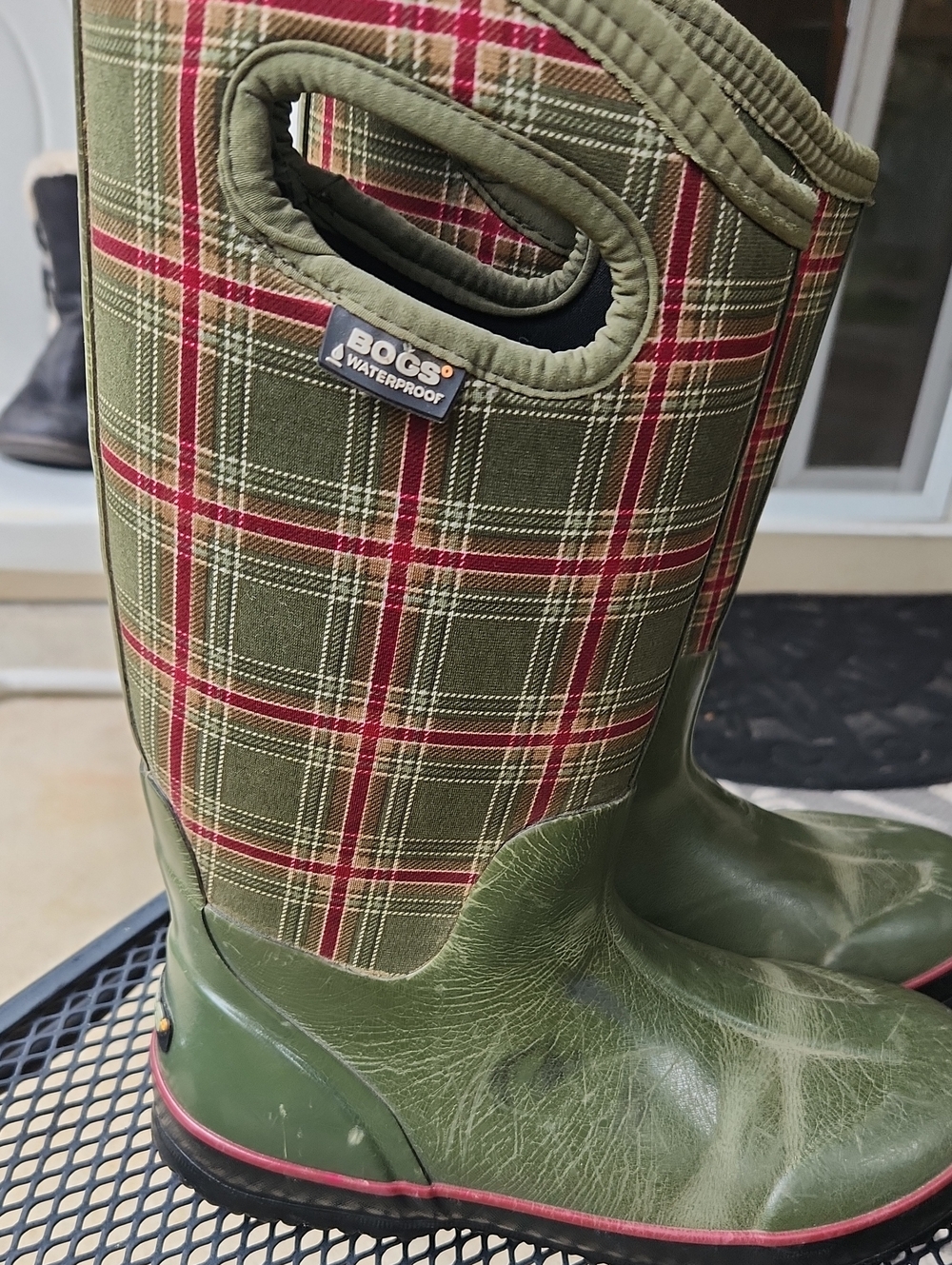 Bogs Green Plaid Knee High Boots 8